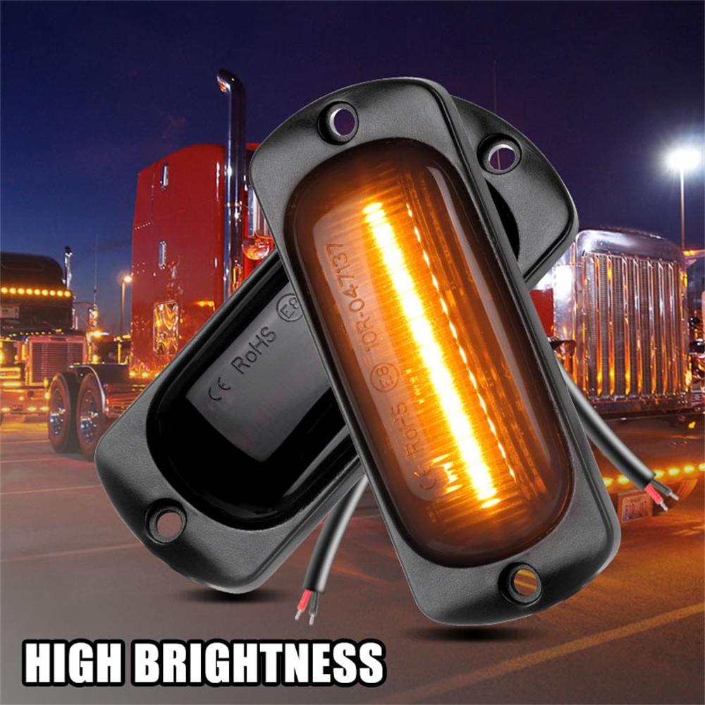 10Pcs 3.5" Amber 12 LED Marker Lights Clearance Side Light Smoke For Truck Trailer RV
