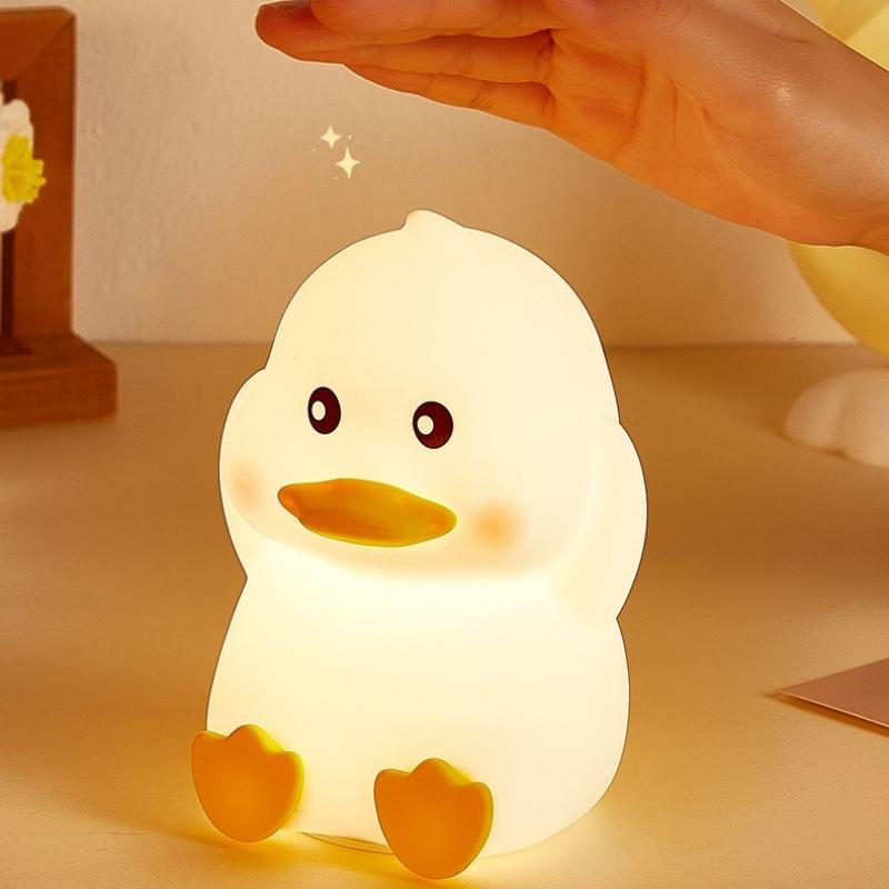 Silicone Cute Duck Pat Night Light LED Colorful Timed Dimmable Cartoon Pat Light