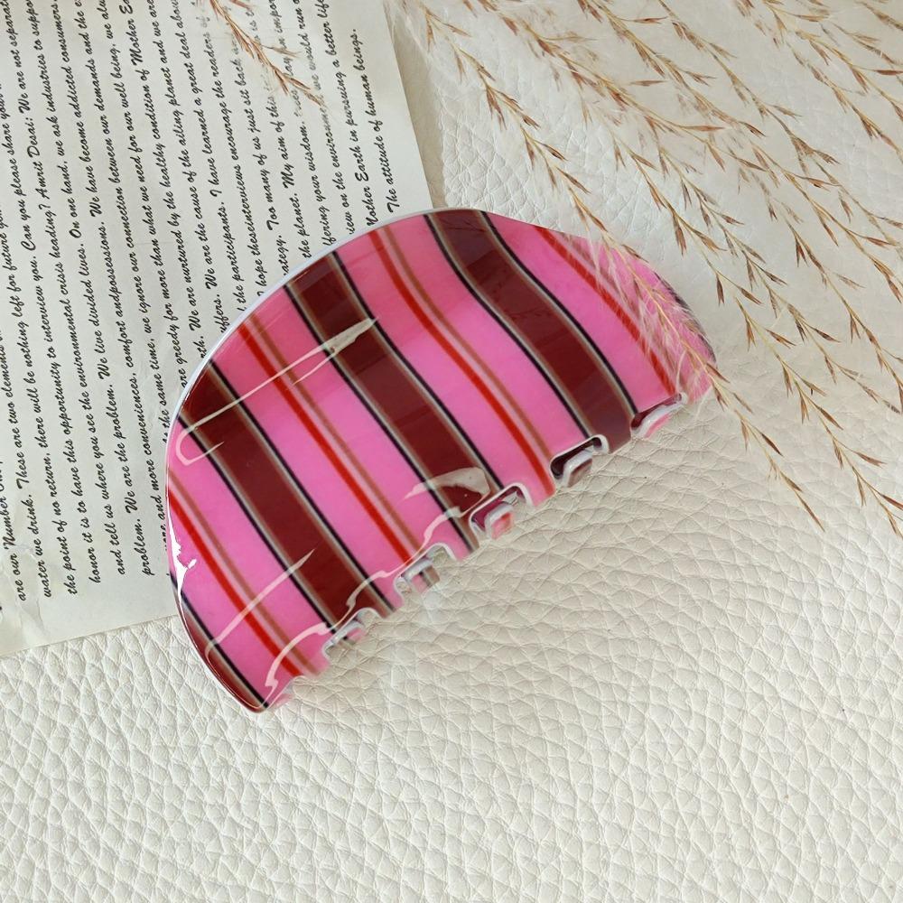 

Fashion Stripe Design Acetate Hair Claw Strong Hold Semicircle Shark Clip Elegant Minimalist Hair Clip Back-Head Updos розовый