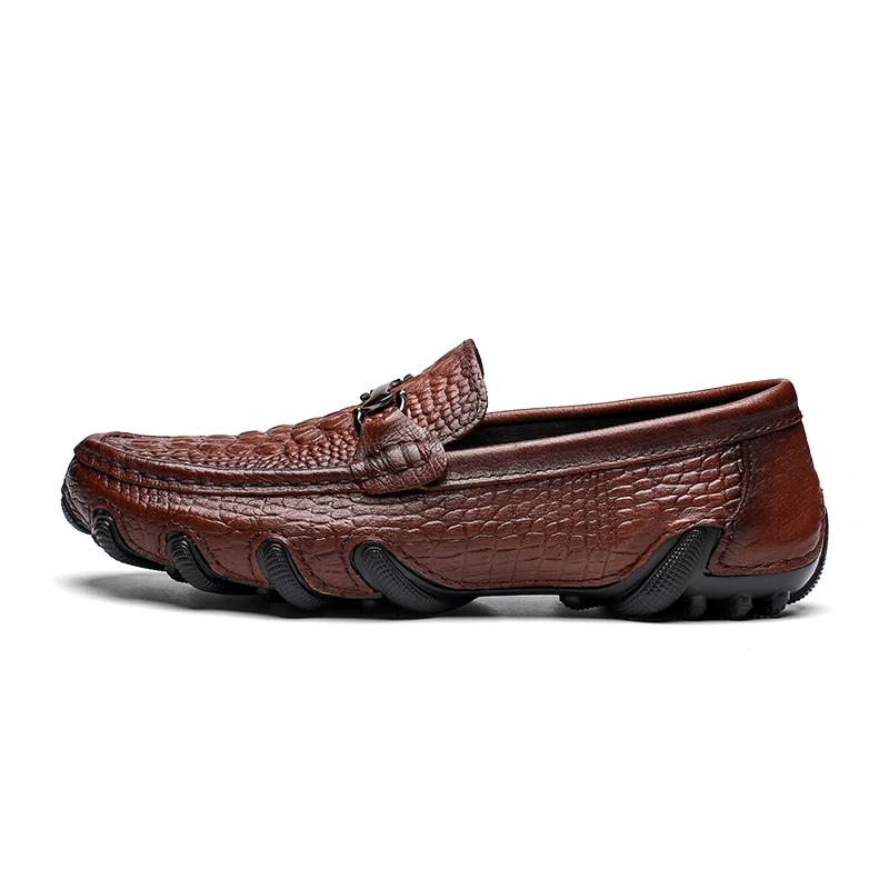 2024 Men Leather Summer Alligator Texture Slip-On Casual Shoes Male Sneakers loafer Mens Coffee Men Loafers Flats Driving Shoes