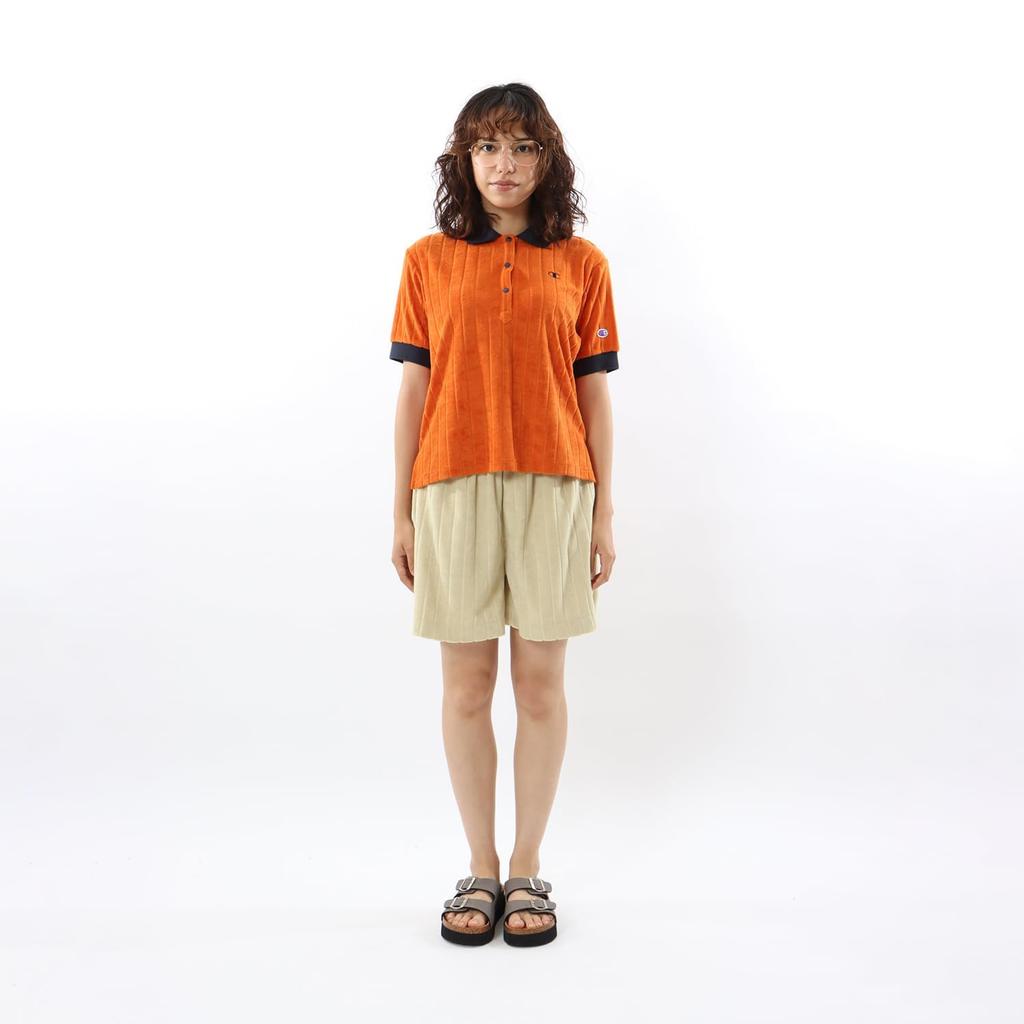 Short Sleeve Ribbed Embroidery One Point Logo Polo Shirt Casual Dark Orange [Champion] Women's CW-Z308