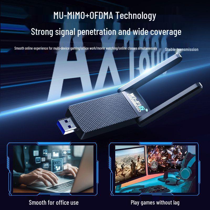 WiFi 6 Dual-Band 1800M USB Gigabit Wireless Network Card for Computer/Laptop