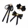 49MD Pearl Ribbon Brooch Pin Bow Tie Vintage Pre-Tied Collar Jewelry Bowknot Necktie