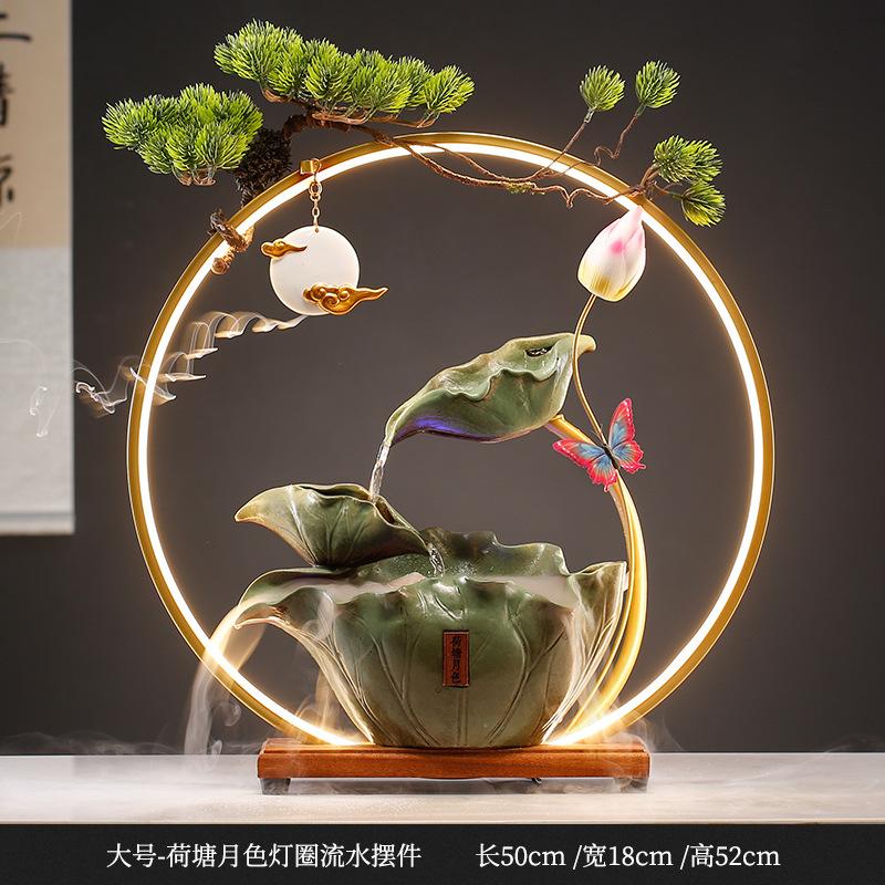 New Chinese Style Fortune Water Circulating Water Living Room Office Desktop Decoration Atomized Gift Home Decoration