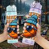 1PC Basketball Character Sunglasses Summer Style 750ml Color Plastic Sports Water Bottle Leakproof Flip Straw Lid Suitable for Sports Office Home Use