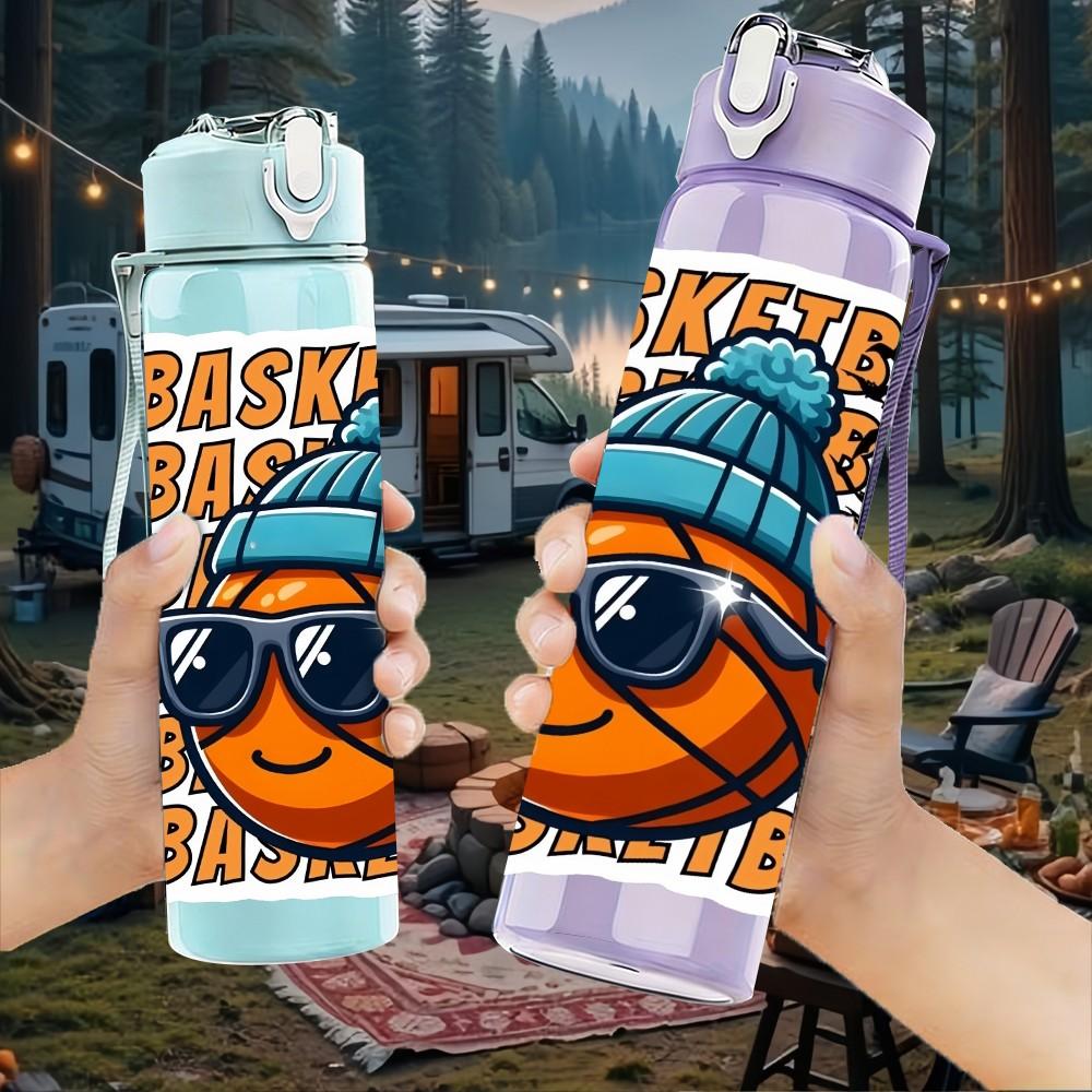1PC Basketball Character Sunglasses Summer Style 750ml Color Plastic Sports Water Bottle Leakproof Flip Straw Lid Suitable for Sports Office Home Use