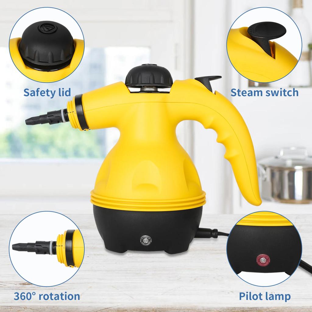 Multi-Purpose Steam Cleaner Handheld Pressurized with 9-Piece Accessories, Perfect for Stain Removal, Curtains, Car Seats, Floor