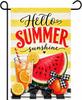 Hello Summer Watermelon Garden Ag, 12 X 18 Inch Double Sided Burlap Watermelon Juice Fruit Summer Yard Ag Lawn Patio Por PPZ