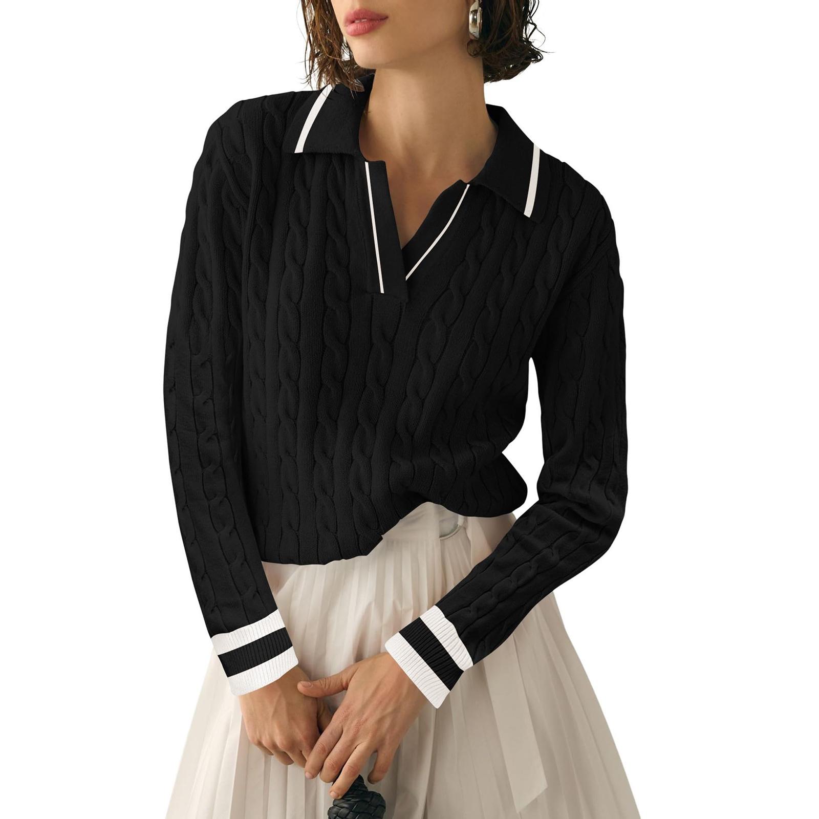 

Женский повседневный мягкий свитер с лацканами, пуловер крупной вязки S