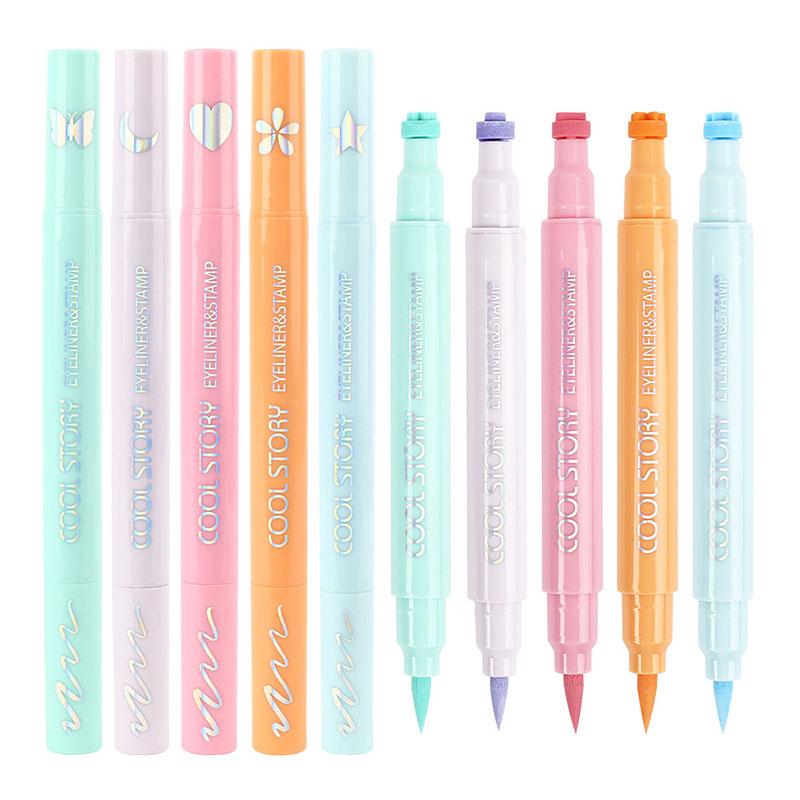 Set Eyeliner cu Cap Dublu 5 Culori Sigiliu Lichid Mat Eyeliner de Ochi de Lungă Durată Uscare Rapidă Impermeabil Transpirație