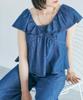 Washable Denim Frill Blouse Suitable for [BIS] Women's (43) - Co-ordination