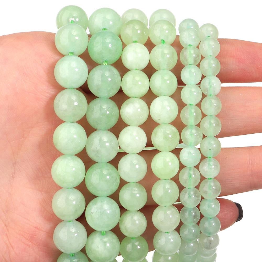 1 Strand 6 8 10mm Natural Stone Beads Green Jade Round Loose Gemstone Beads For Jewelry Making DIY Bracelet Necklace Accessories