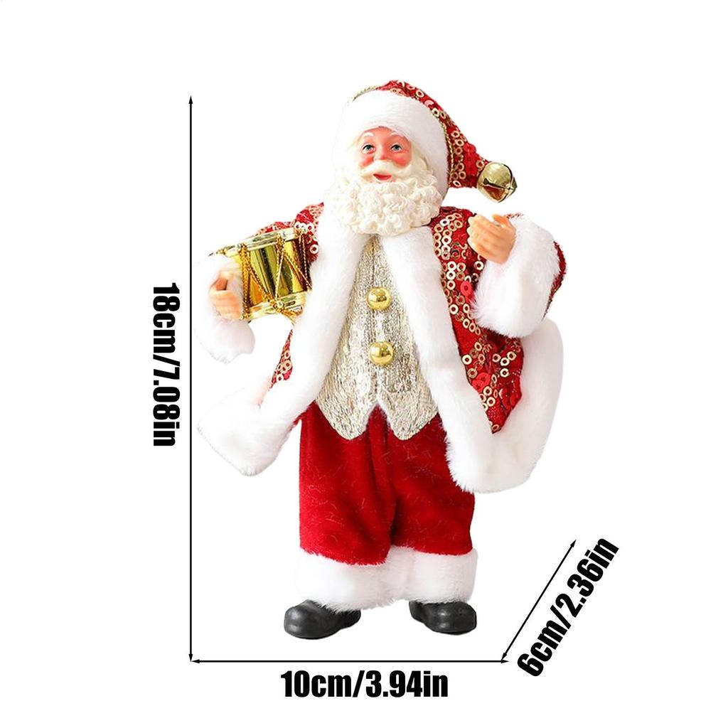 Santa Ornaments 7 Inch Christmas Statue Santa Claus Statue Holding Instruments For Tree Shelf Window Table Indoor Garden Desktop