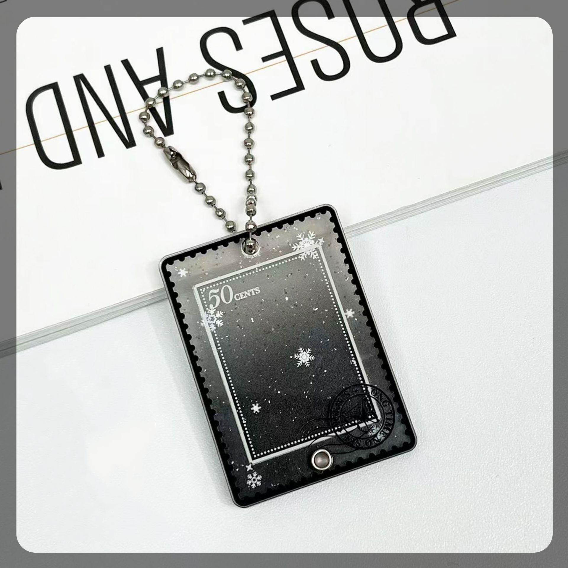 

Creative Stamps Photo Frame Keychain Acrylic 1 Inch Photo Card Holder Organizer Idol Photo Storage Pendant Slide Card Case чёрный