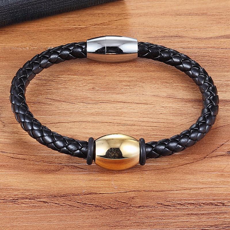 Braided Leather Stainless Steel Bracelet Men's and Women's Universal Bracelet Braided Rope Bracelet Trend Single Product