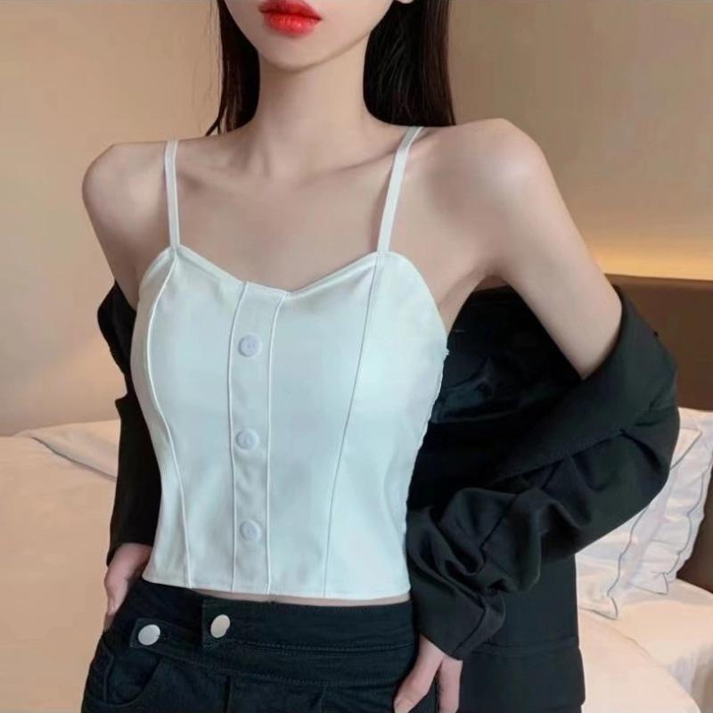 Sexy PU Leather Camisole Top Women Black Sleeveless Vest Bra with Chest Pad Underwear Korean Fashion Streetwear Female Clothes