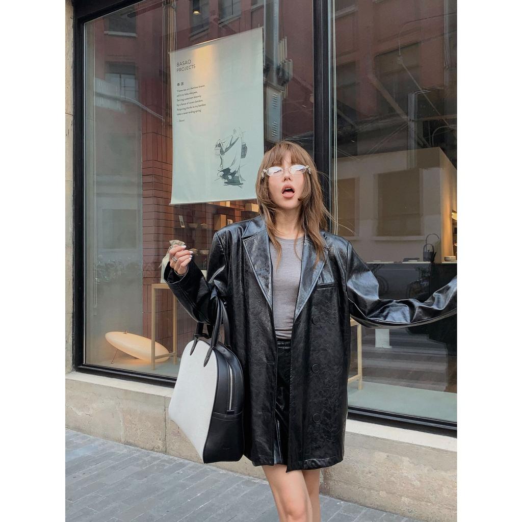 Street Style Cool Leather Suit Jacket for Women In Autumn