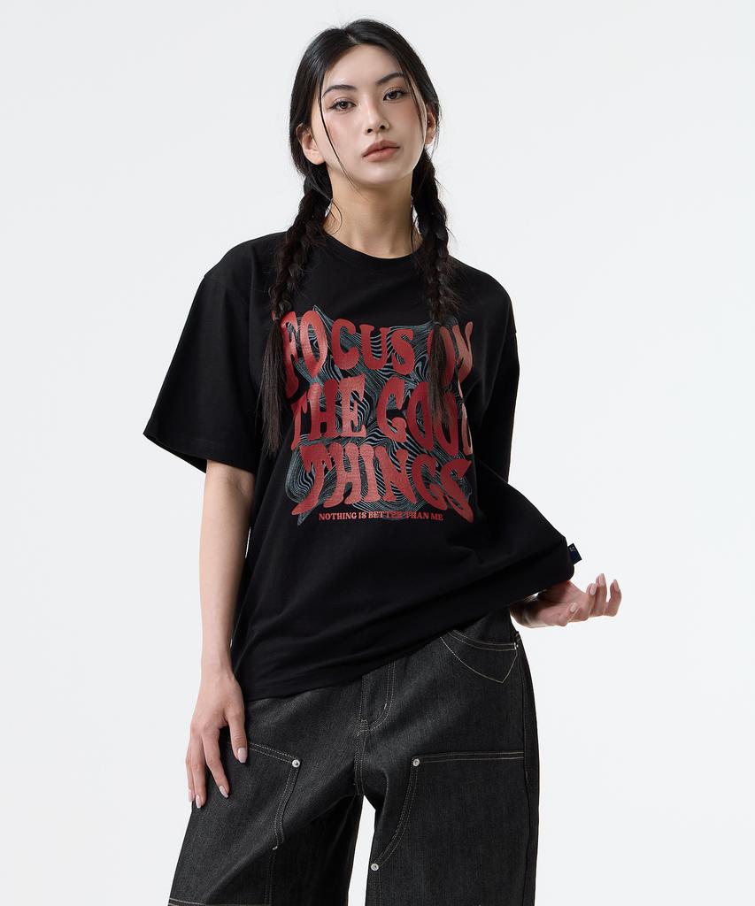 Nasttingijeubeleoldaenmi Geometry Lettering Tee_Black