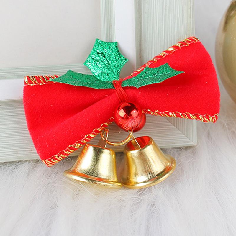 2Pcs Mini Christmas Bow With Bell Hanging Ornament for Xmas Tree Wreath Accessories Home Party New Year Gift 2025 Navidad