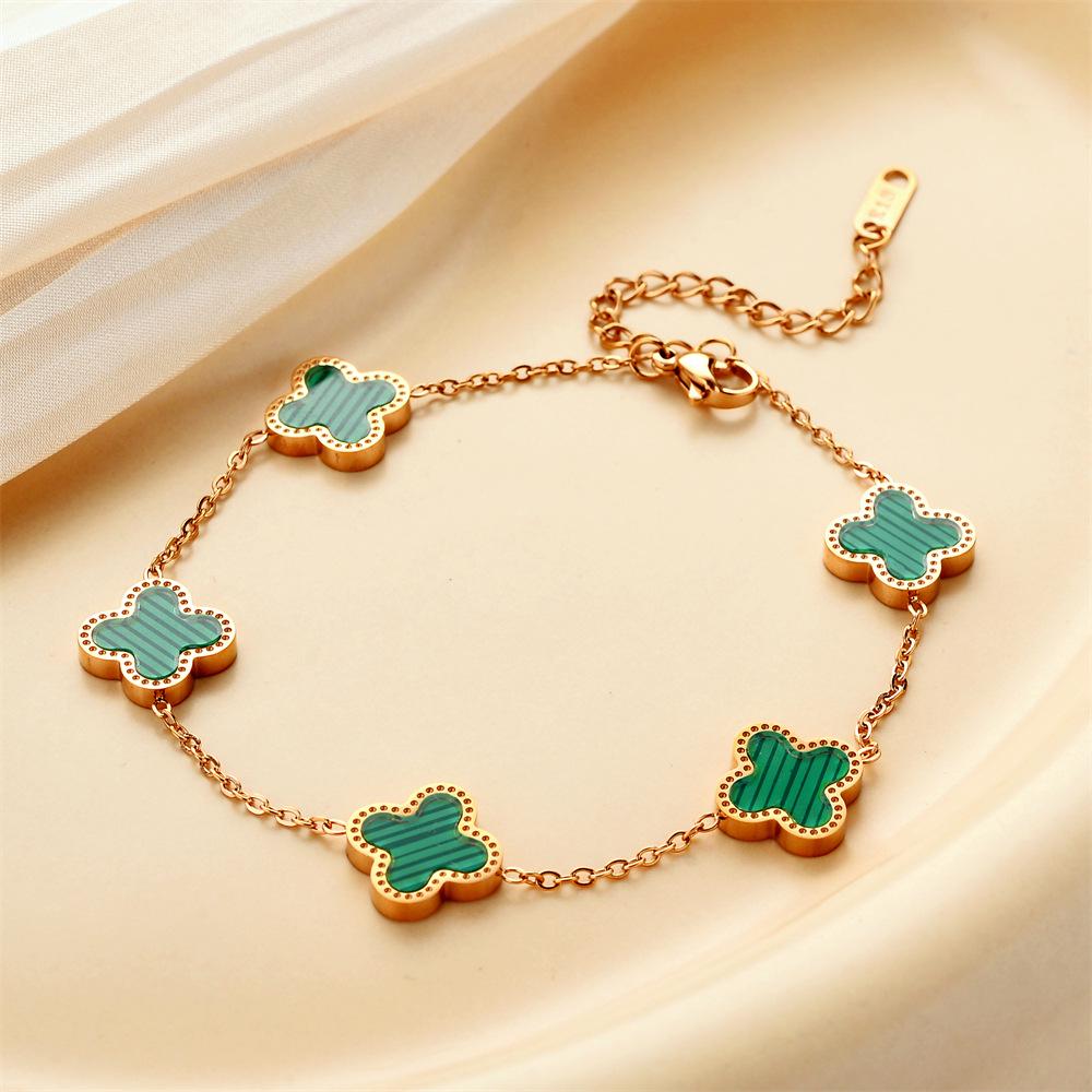 Korean Titanium Steel Four-Leaf Clover Bracelet - Women's Fashion, Versatile & Non-Fading Jewelry