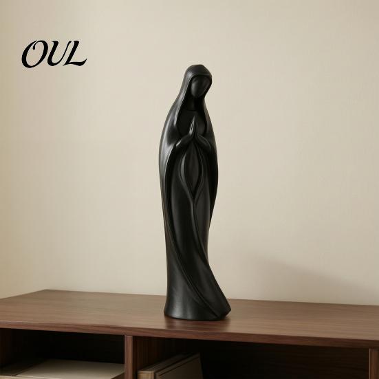 Sacred Prayer Sculpture Praying Virgin Mary Statue, Minimalist Blessed Sculpture, Spiritual Office Desk Decor Religious Figurine for Home Altar