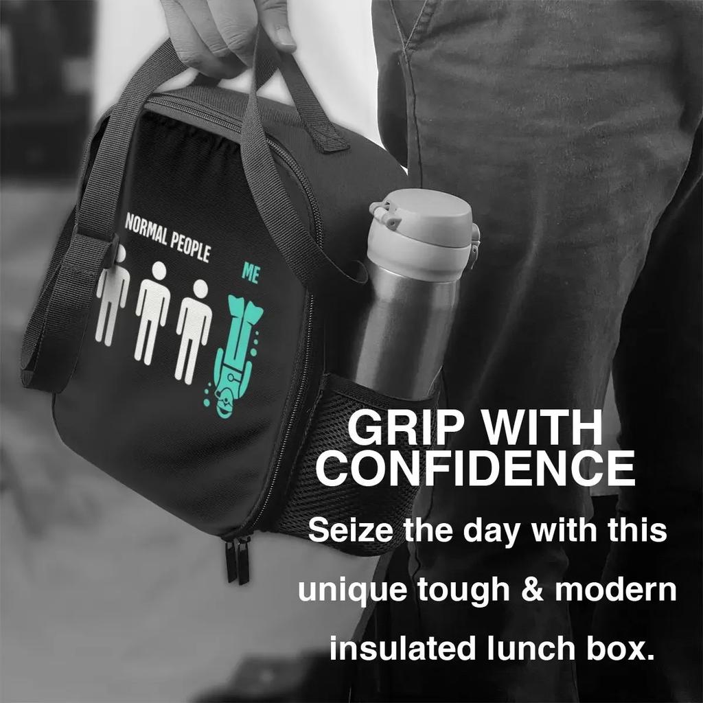 Normal People Scuba Diving Insulated Lunch Bag for Work School Dive Resuable Thermal Cooler Bento Box Women Kids