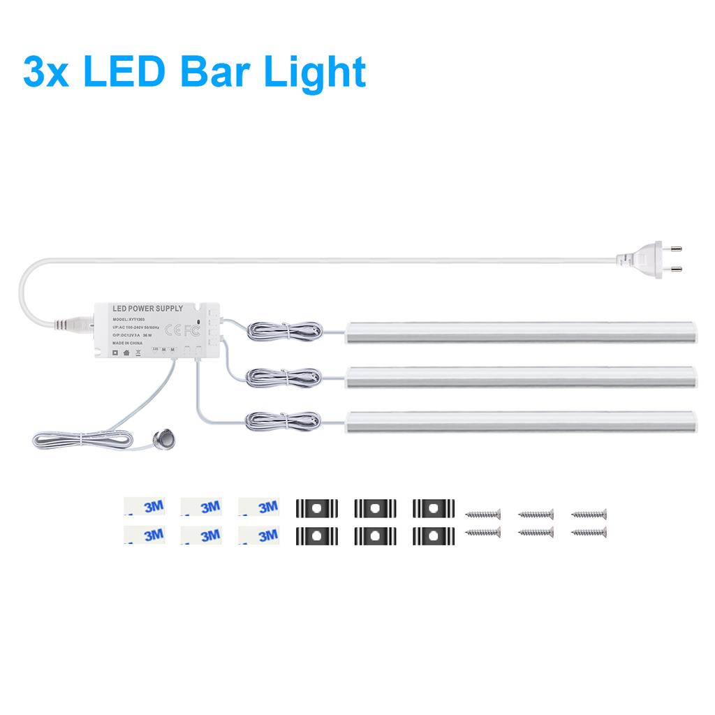 Stepless Touch Dimmable LED Bar Light Tube 12V Recessed Sensor Switch Aluminium Lamp DIY Under Cabinet Closet Backlight Lighting