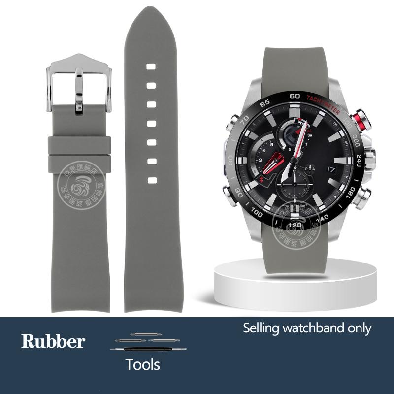 22mm Gebogenes Echtleder Uhrenarmband Für C-asio EQB-800BL EQB-501 EQB-900 EDIFICE/EQB-500 Wasserdichtes Gummi Uhrenarmband Herren
