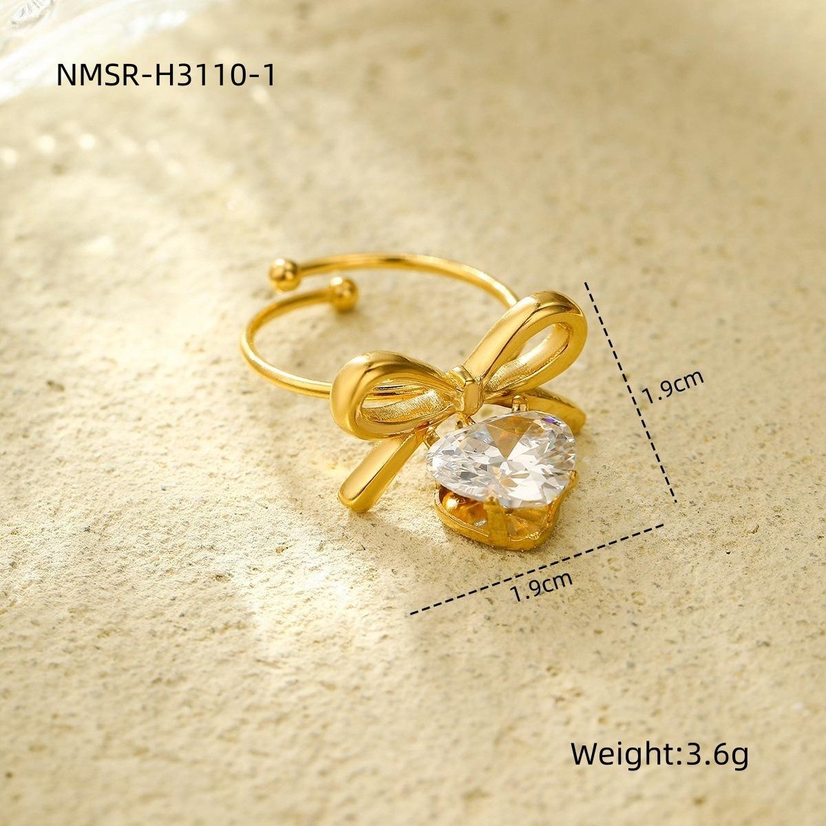 GEMCHIC Women s Bowknot Heart Zircon Stainless Steel Ring