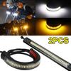 1/2pcs LED Motorcycle Turn Signal Light DRL Amber Red Yellow Light Flashing Blinker Moto Flasher Ring Fork Strip Lamp Tools