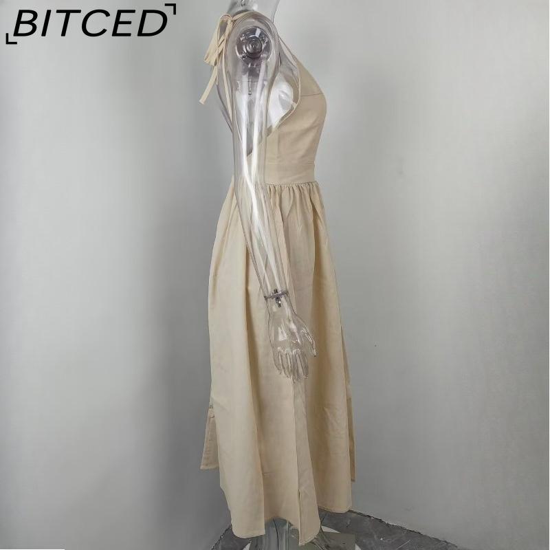 BITCED Women's Spring Dress: Elegant and Sensual Strappy Backless Halter Dress