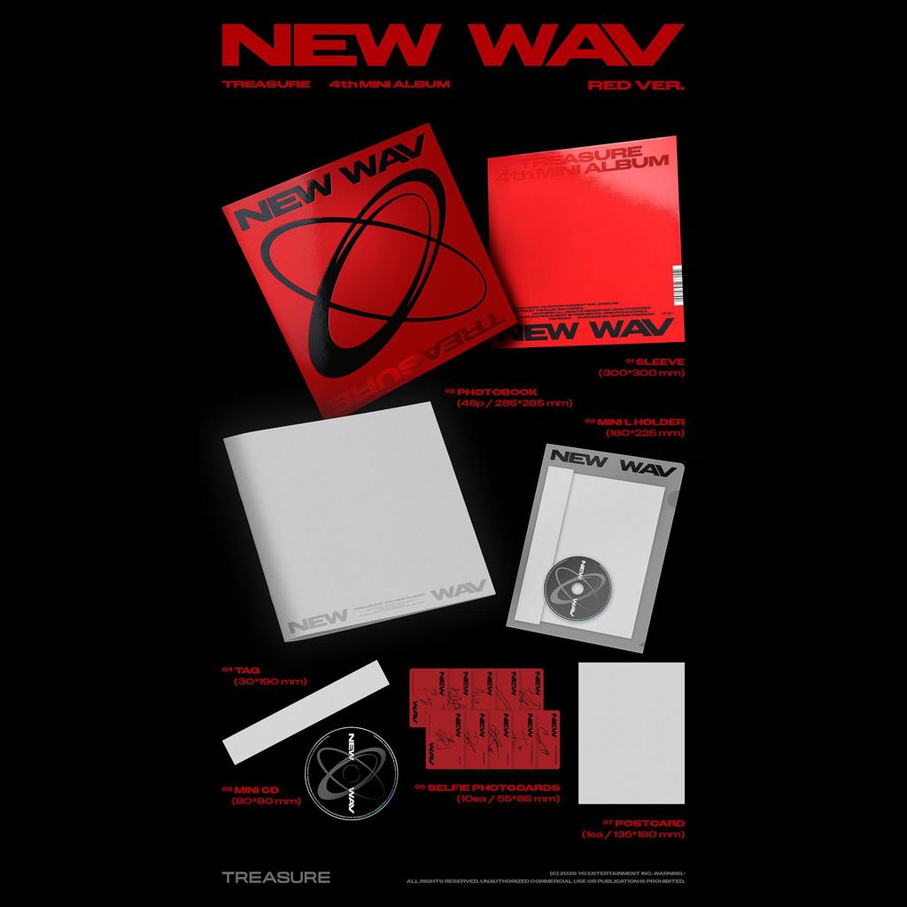 [Pre-order] TREASURE [NEW WAV] 4th Mini Album (RED VER./ICE VER.) + Free Gift