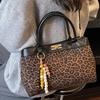 Niche Fashion Leopard Print Handbag Women's 2025 Autumn New Foreign Style High Value Commuting Casual Shoulder Messenger Bag