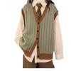 Women's Japanese-Style Green Plaid Sleeveless Cardigan: Retro Spring/Autumn Casual Vest
