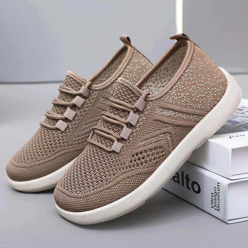 Women's shoes summer new flying woven casual shoes light breathable single shoes soft sole comfortable shoes children's simple lace-up mesh shoes