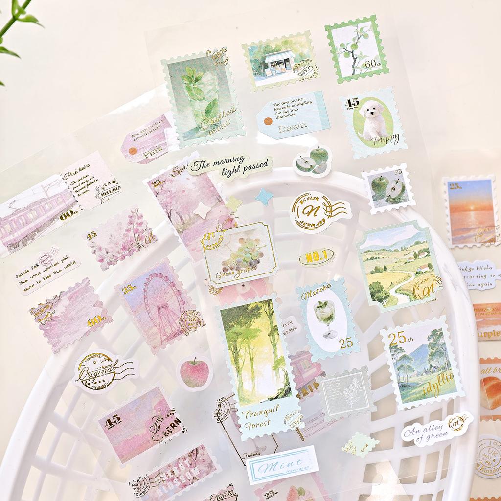 1 PC Kawaii Ins Japanese Style PVC Stamp Stickers Creative Decoration DIY Scrapbook Travel Diary Aesthetic Stationery Stickers
