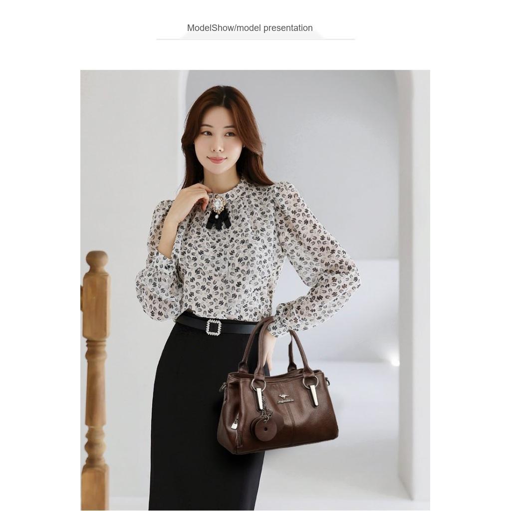 Shoulder Bag Women Faux leather Adjustable Strap Multi Pocket Office Daily