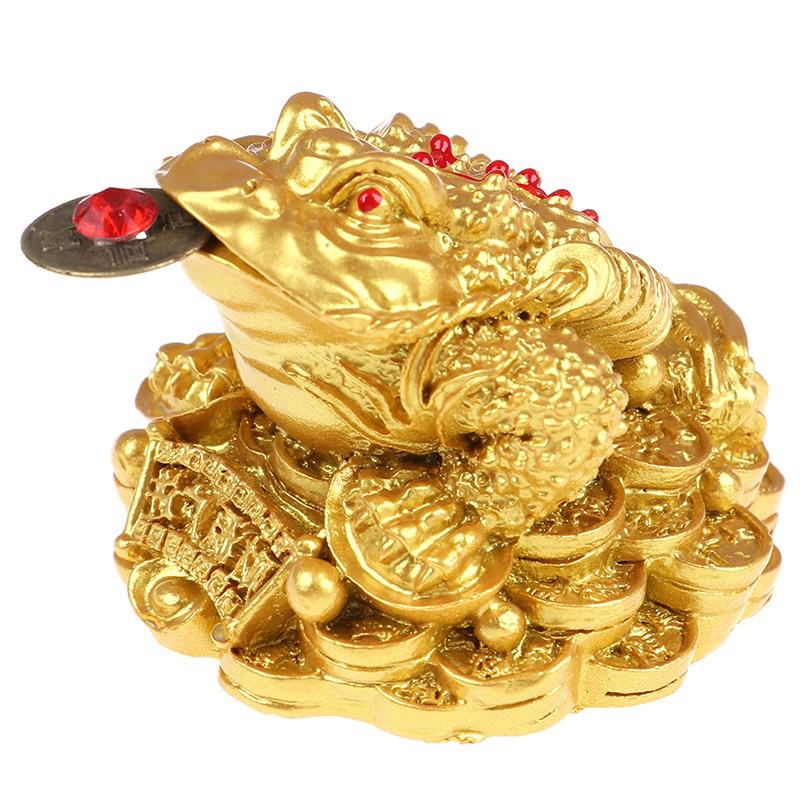 

1 шт. Настольные украшения фэн-шуй жаба деньги смола удача богатство китайская золотая лягушка монета украшение для дома и офиса счастливые подарки золотой