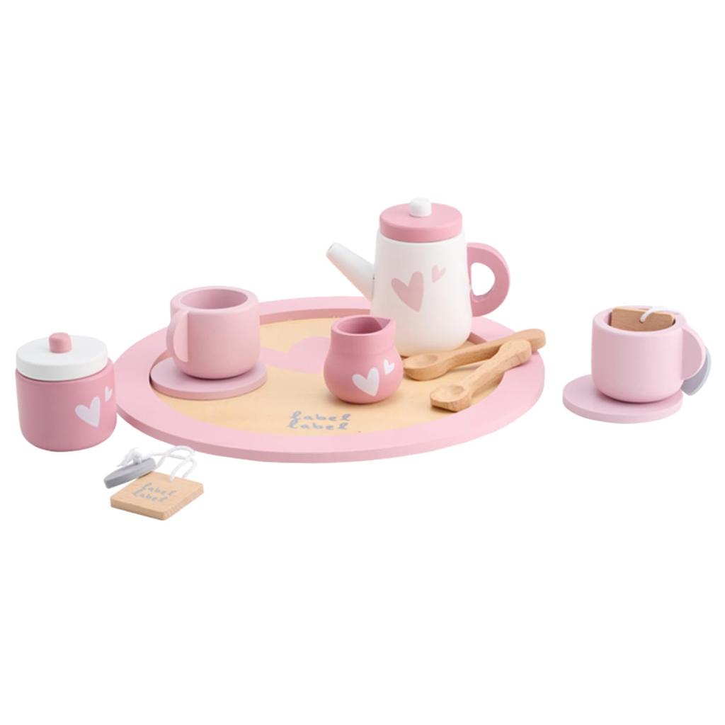 LabelLabel Tea Set, Pretend Play Kitchen, Wooden Toy, Educational Toy, Tea Party, Tea Time, Girls