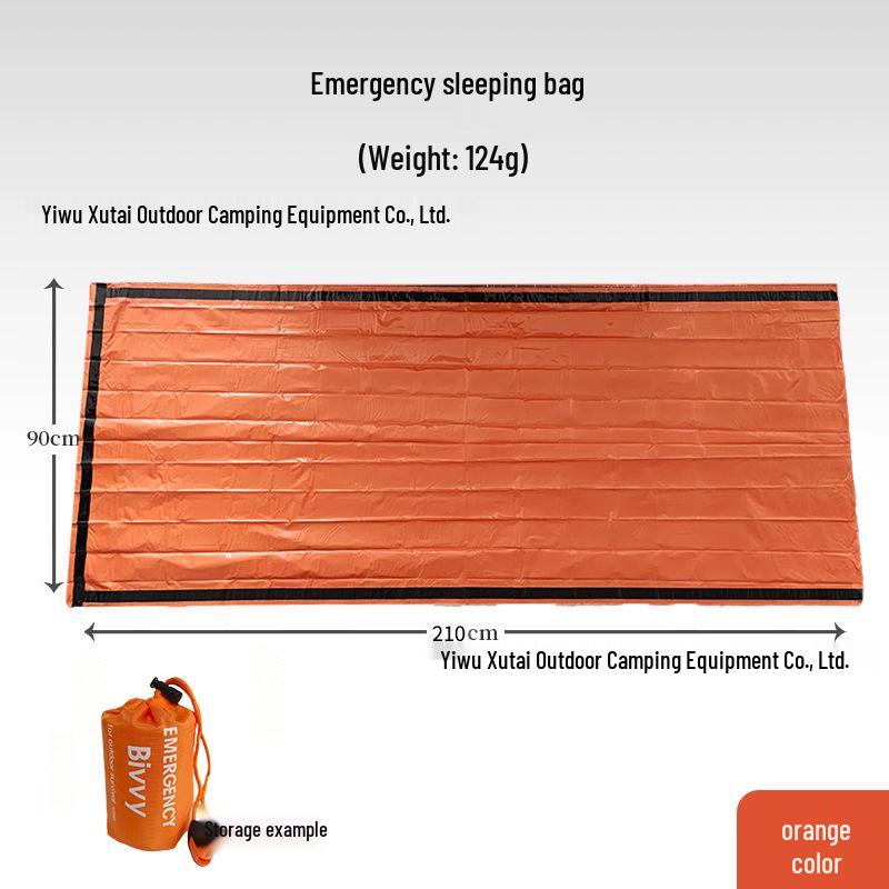 Outdoor Emergency PE Aluminum Film Sleeping Bag - Cold Relief, Warmth, Rain Protection, and Tent Storage