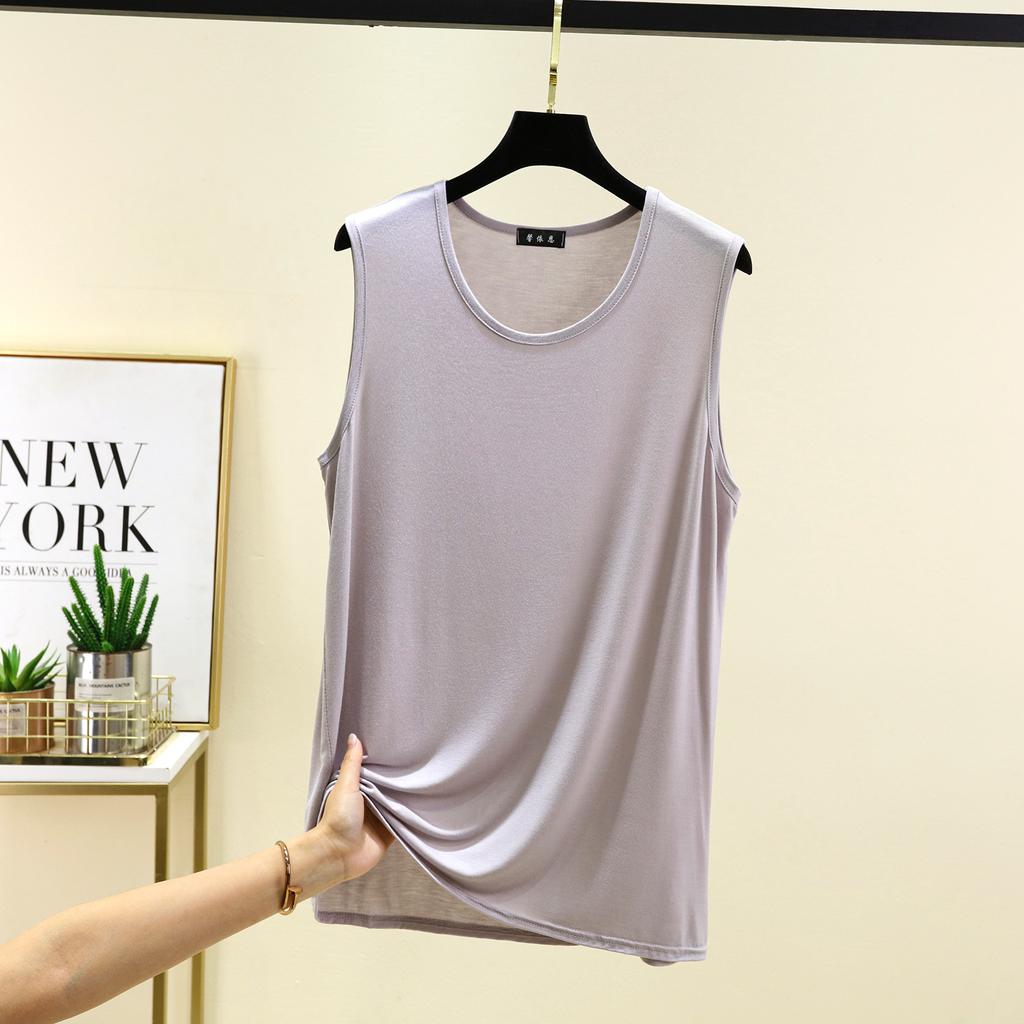Modal loose vest men's summer new solid color casual and comfortable round neck seamless bottoming top