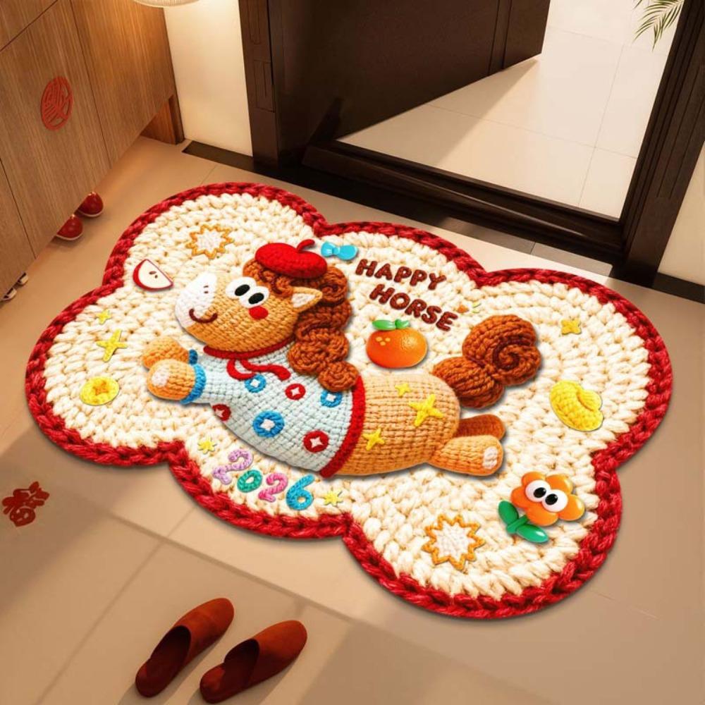 

New 40*60cm Bath Mat Non-slip Backing Water Absorption Pony Door Mat Dirt-scraping Surface Household Carpets Home Decoration