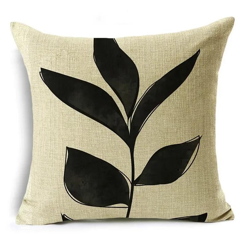 Black And White Collection Geometric Prints Linen Pillowcase Square Bedroom Car Decor Cushion Cover 40Cm/45Cm And 50Cm