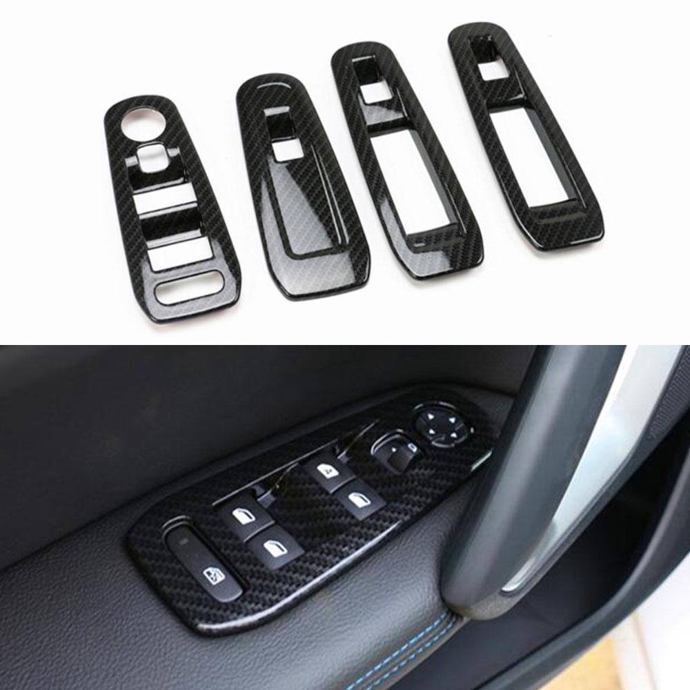 4pcs Car Window Switch Cover Glass Lifter Button Panel Decoration Sticker for Peugeot 308 Car Accessories