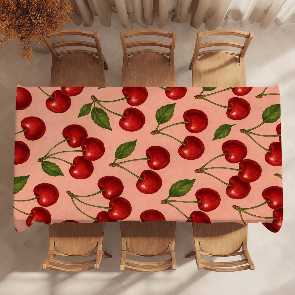 Kirschfrucht Rosa Tischdecke Party Dekoration Esszimmer Zuhause Küche Terrassen Wasserdicht Fleckenabweisend Tischdecke