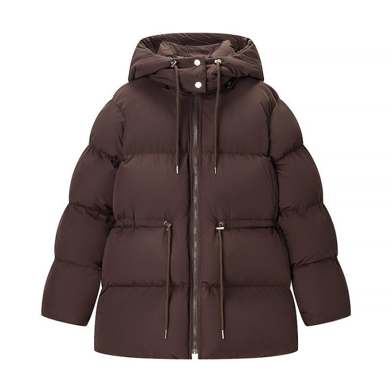 

2025 Winter European Style Versatile Mid-Length Hand-Stuffed Cotton Jacket M кофейный