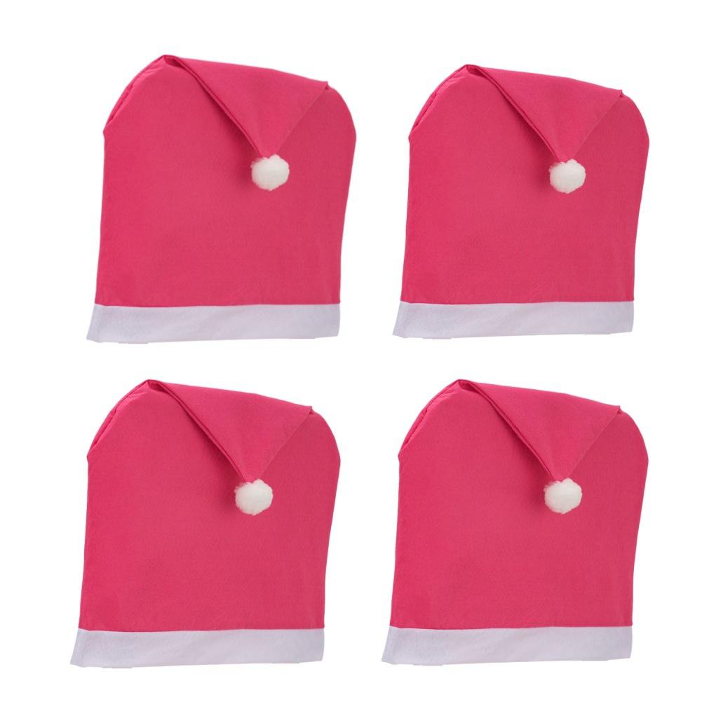 6PCS Christmas Chair Covers, Santa Hat Xmas Chair Covers, Christmas Decorations Indoor Chair Covers For Indoor Kitchen Dinning Room Home Office
