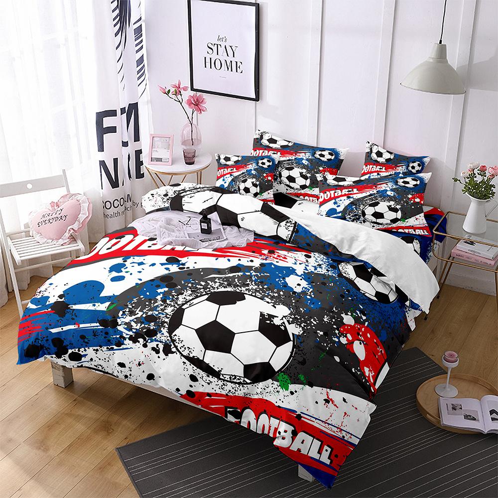 Football Comforter Cover Queen Size American Soccer Bedding Set Sports Games Duvet Cover Set for Boys Girls Teen for Living Room
