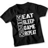 Eat Sleep Game Repeat Funny Kids Tshirt Gaming Gift Tee