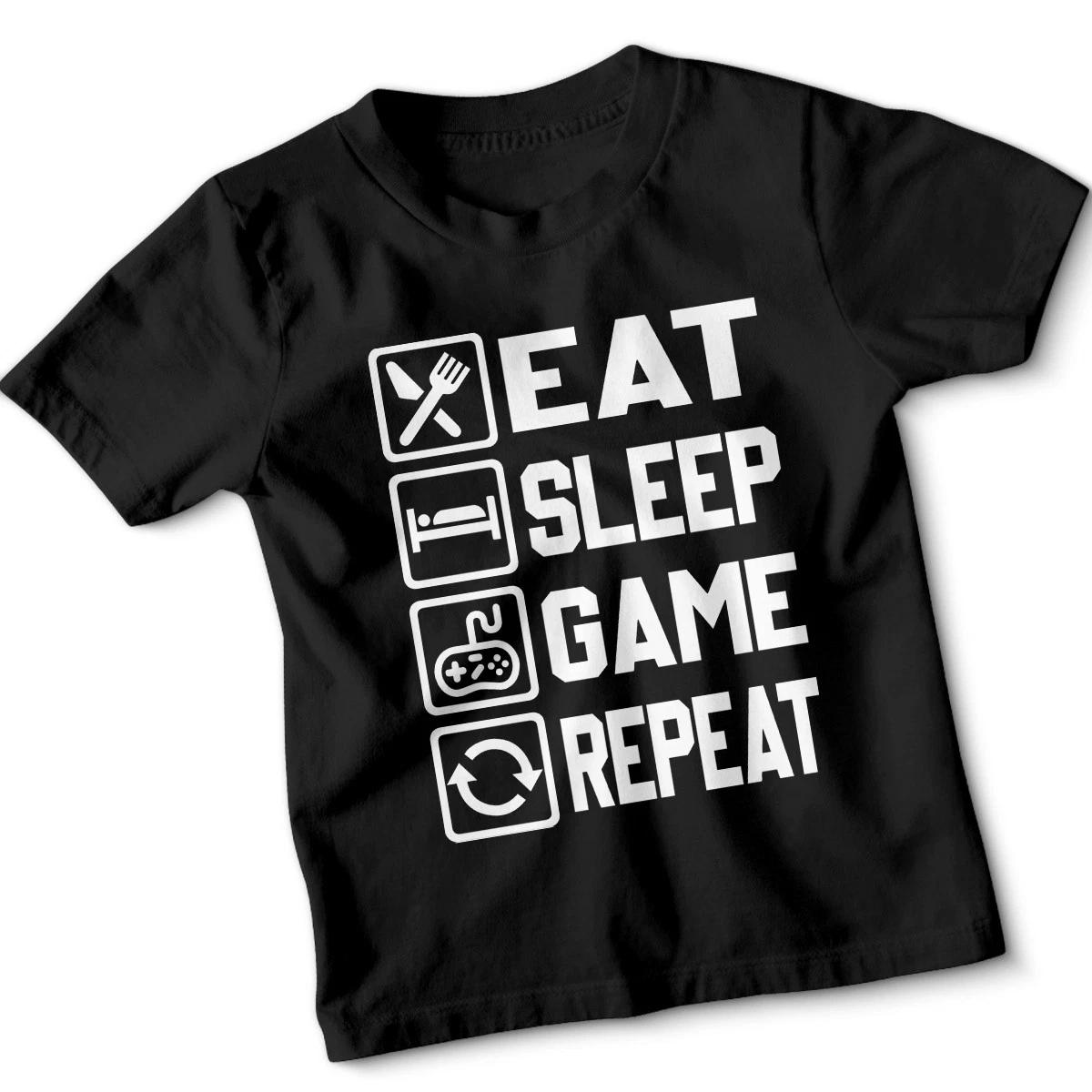 

Eat Sleep Game Repeat Funny Kids Tshirt Gaming Gift Tee 160